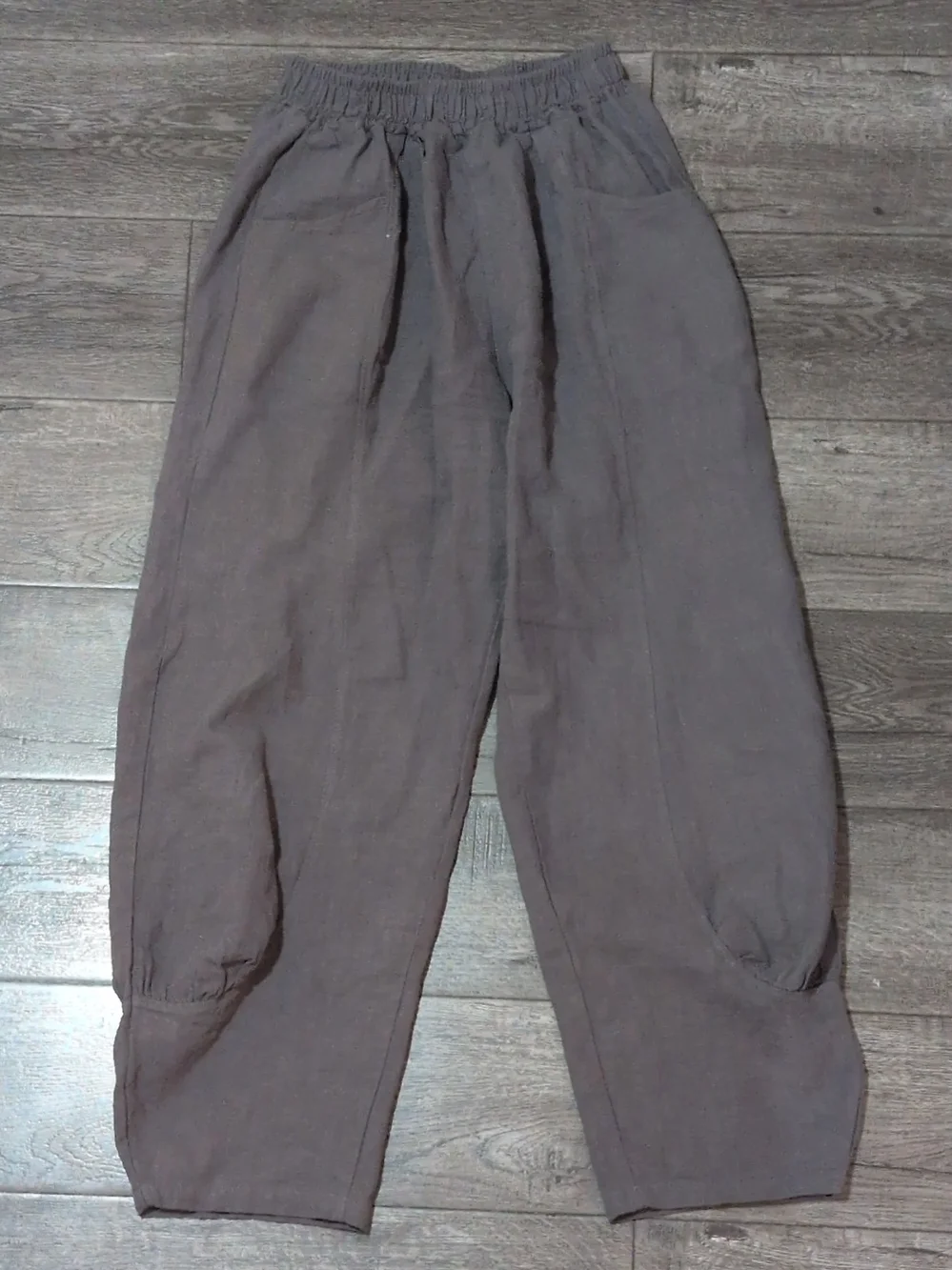 Unbranded Linen Balloon Pants L Lagenlook Lantern Tapered Elastic Waist